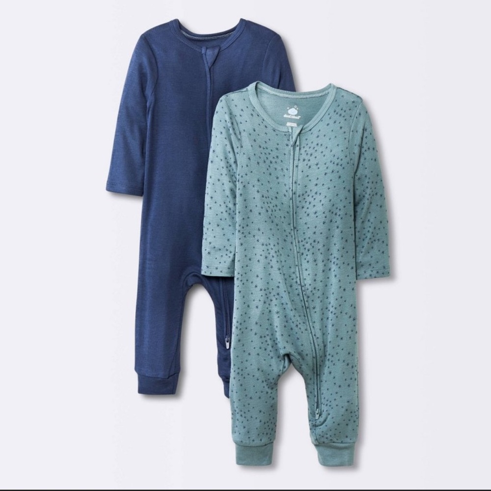 Baby Boys Modal Bamboo Blend Rompers Cloud Island Navy Blue Stars So Very Soft